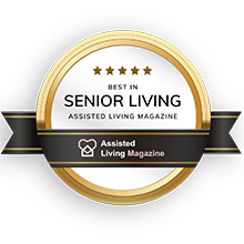 A badge for 5 stars in senior living magazine