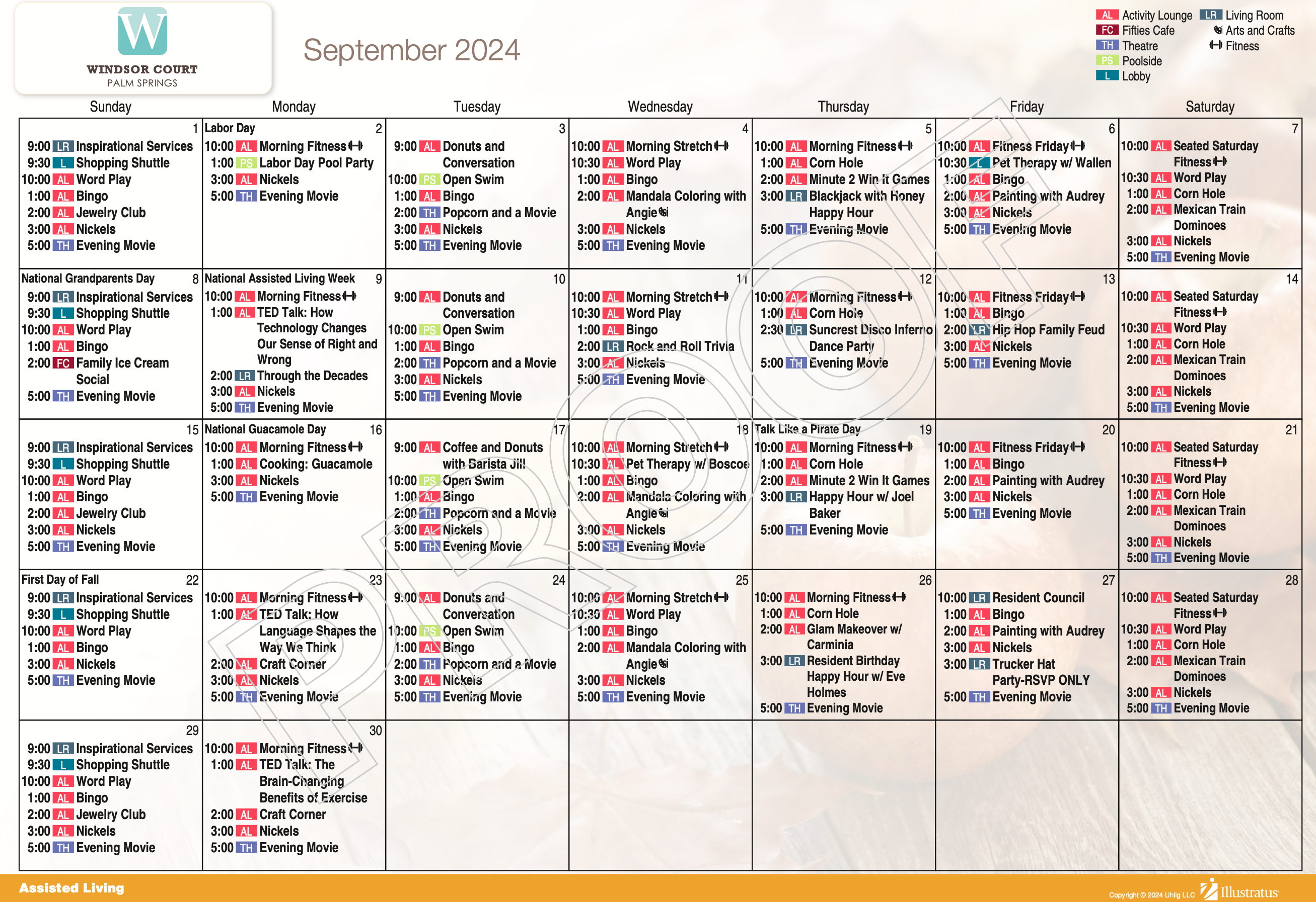 September Activity Calendar