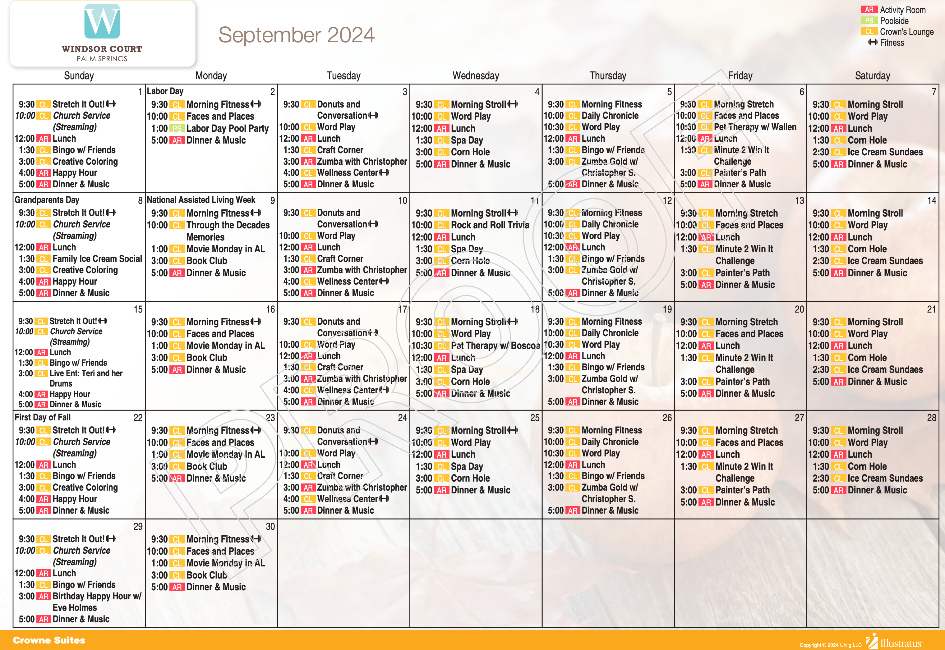 September Memory Care Calendar