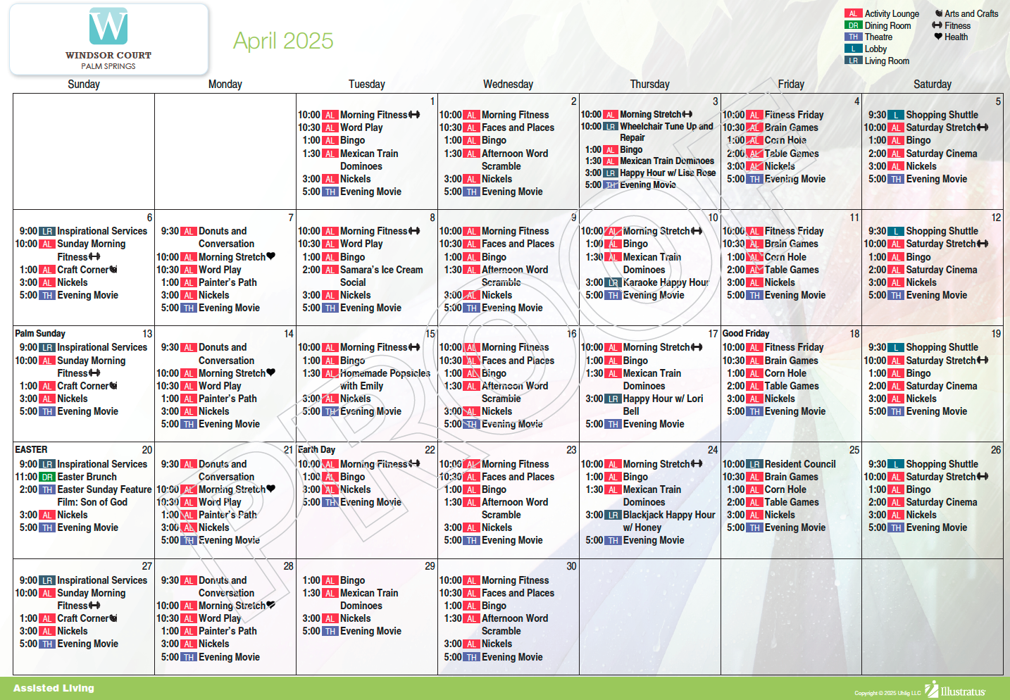 Windsor Court AL April calendar