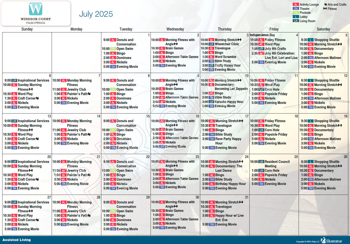 Windsor Court AL July calendar