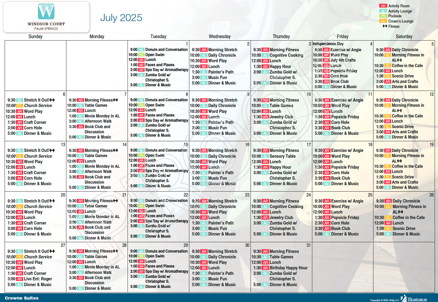 Windsor Court MC July calendar